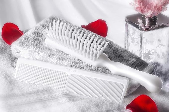 Stanley Home Products Essentials Ladies Hairbrush & Comb Set – Durable Nylon Block & Bristles – Designed for All Hair Types