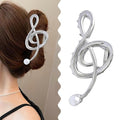 Music Note Hair Clips Metal Music Note Hair Claw Clips Musical Score Hair Claws With Pearl Large Clef Claw Clip Strong Hold Nonslip Hair Jaw Clip for Thin Thick Hair Stylish Hair Accessories for Women