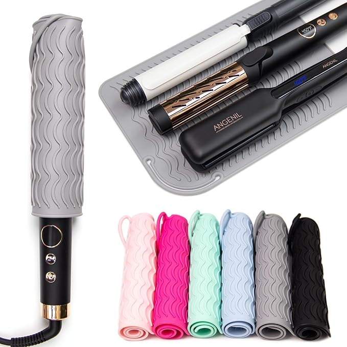 ANGENIL Large Heat Resistant Silicone Mat for Hot Hair Tools with Flat Iron Hair Straightener and Curling Irons Travel Essentials, Anti-scalding Accessories Pad Hot Tool Mat, Size 11.02" x 7.9"