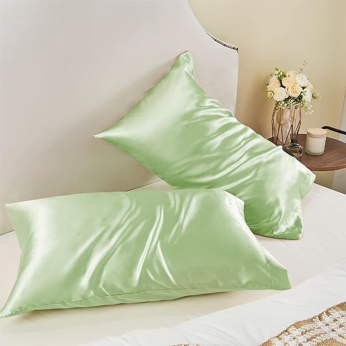 BEDELITE Satin Pillowcase for Hair and Skin, Super Soft and Cooling Similar to Silk Pillow Cases 2 Pack with Envelope Closure, Gift for Women Men(20"x26" Standard Size, Gleam)