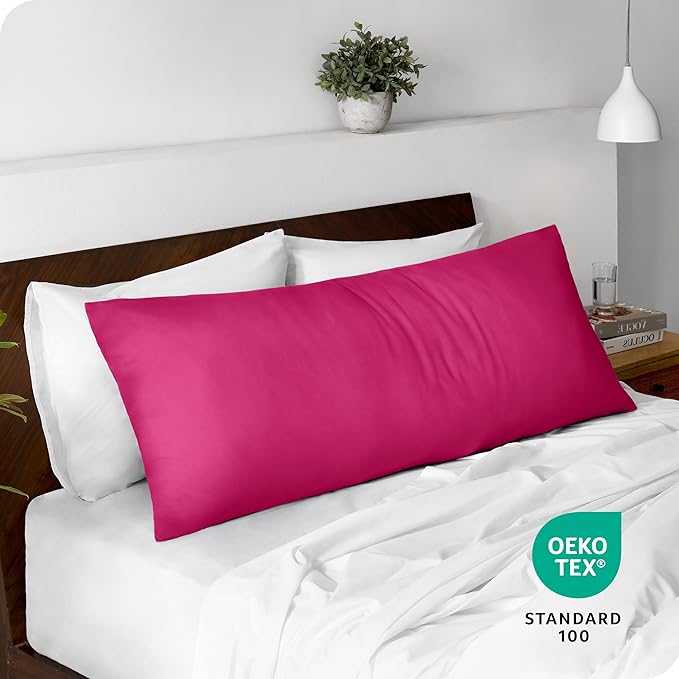 Bare Home Microfiber Body Pillow Cover - Ultra Soft - Cooling Pillowcase - Double Brushed - Pillowcase with Zipper Closure - Easy Care (20''x54'' Body Pillow Cover, Pink)