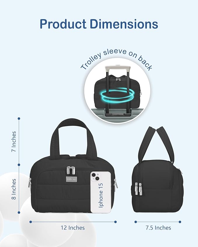 TOPDesign Travel Toiletry Bag for Women, Puffer Large Toiletry Bag, Lightweight Cosmetic Makeup Organizer with Handle for Traveling, Accessories, Essentials, Toiletries (Black)