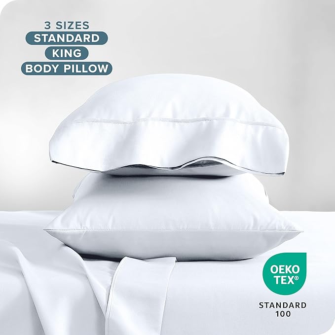 Bare Home Microfiber Pillow Cases - Standard/Queen Size - Cooling Pillowcases - Double Brushed - 2 Pack - Easy Care (Pillowcase Set of 2, White)
