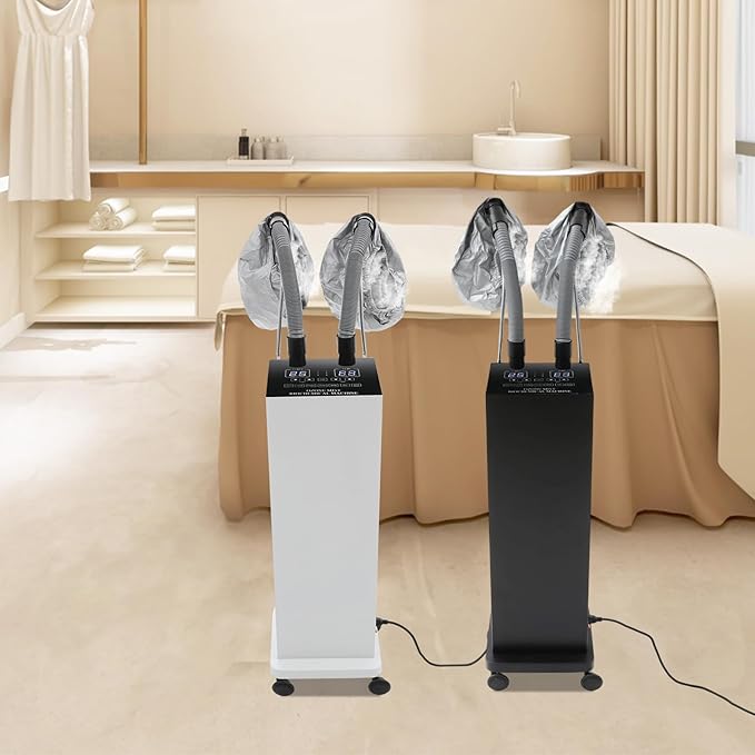 Professional Hair Steamer Machine with Adjustable Temperature,650W Hair Steamer,Dual Tube Steam Hair Care System,Salon Spa Equipment for Deep Hair Care Repair, Hair Styling (White)