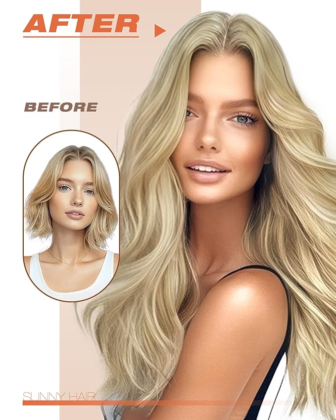 Sunny Hair Tape in Hair Extensions Real Human Hair Invisible Remy Hair Extensions Tape ins for Women Golden Blonde Highlight Medium Blonde 24 inch 20Pcs 50G