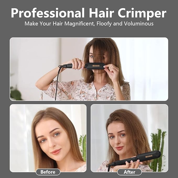 Crimping Iron Hair Crimper for Hair DSHOW Hair Waver Volumizing Crimper with Titanium Ceramic Plates Styling Tools for Women Girls