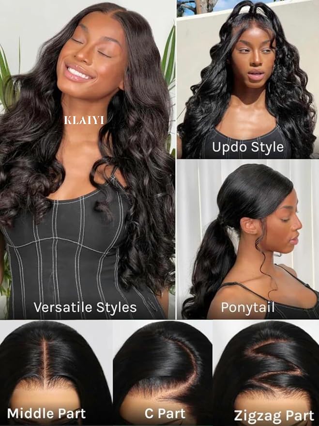 KLAIYI HD Real Scalp Wig 13x4 Lace Frontal Human Hair Wig Loose Body Wave with Face Framing Curtain Bangs Pre Everything Glueless 3S Wear and Go Precut Lace Pre Plucked Pre Bleached 180%Density 22Inch