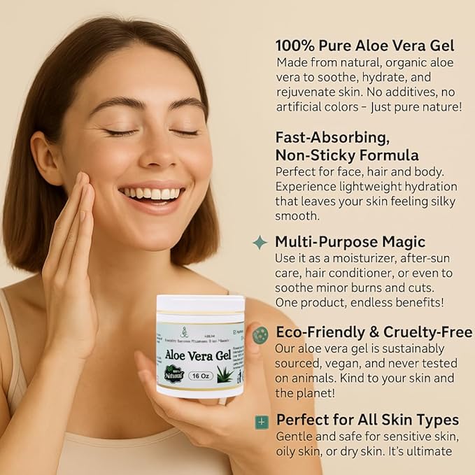 Bless International-Organic-Aloe-Vera-Gel 96%-Pure-Freshly-Made-Within-12-Hours-Of-Harvest Perfect-For-Face-Body-Scalp-&-Hair-Hydration Soothing-Moisturizer-For-Sunburn-And-After-Sun-Care-16-oz