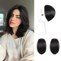 2 Pcs Clip In Hair Volumizer 8 Inch Heat Resistant Hair Pieces Thick Synthetic Hairpieces Adding Extra Volume Short Hairs Extensions Clip Ins for Women With Thin & Fine Natural Black