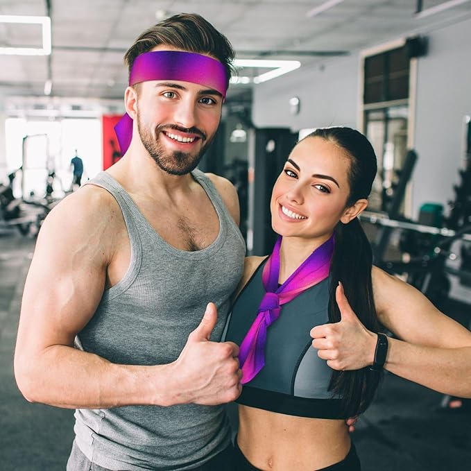 Men's Women Lovely Sports Sweatband Hair Decor for Sports Athletic Spa, Elastic Multipurpose Beautiful Purple Glitter Sparkles Pattern Head Ribbon Headwear