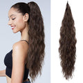 Flufymooz Ponytail Extension, Flexible Wrap Around Ponytail Extension, Long Wavy Curly Ponytail Hair Extensions, Natural Ponytail Synthetic Hairpiece for Women, 26 Inch (Dark Chocolate Brown)