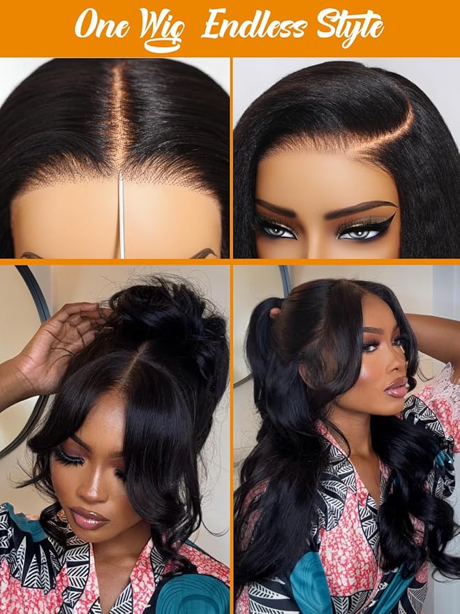 Julia Hair 13x4 Pre-Everything™ Loose Body Wave Human Hair Wig HD Lace Frontal Glueless Wig with Drawstring Face Framing Curtain Bangs Frontal 3D Body Wave Wig for Black Women Put On and Go 22 Inch