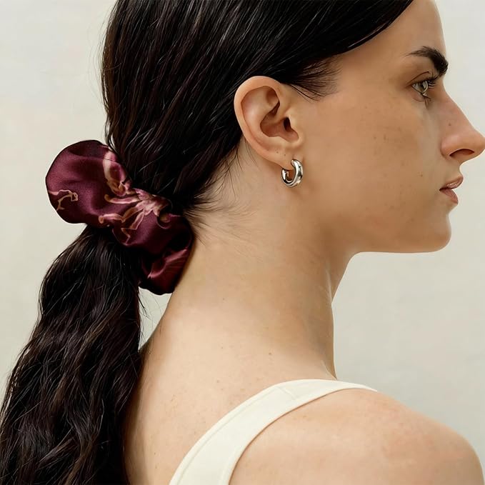 LILYSILK Silk Hair Scrunchies Ties for Frizz & Breakage Prevention 100% Mulberry No Damage Elastic Ponytail Holders, Cancer