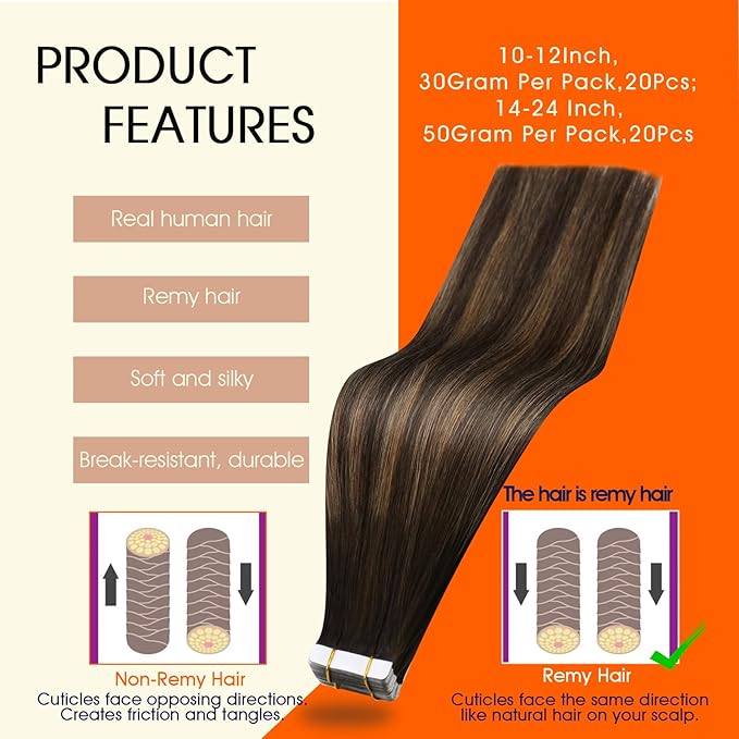 Full Shine Brown Tape ins Human Hair Extensions Color 2/8/2 Balayage Brown Tape in Extensions Human Hair 22Inch Remy Extension Invisible Straight Skin Weft 100G 40Pcs