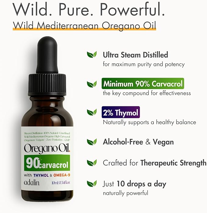 adalin Black Seed Oil Organic Cold Pressed 8.4 fl oz with Travel Size Oil of Oregano 0.34 fl oz | Black Cumin Seed | Nigella Sativa | High Thymoquinone & Carvacrol | Glass Bottle | Gluten Free