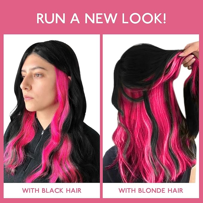 WENNALIFE Hot Pink Clip in Hair Extensions Real Human Hair 35g 6pcs 14 Inch Colored Hair Extensions for Kids Women Colorful Hair Pieces Pop-up Style Straight Extensiones De Cabello Humano Con Clip