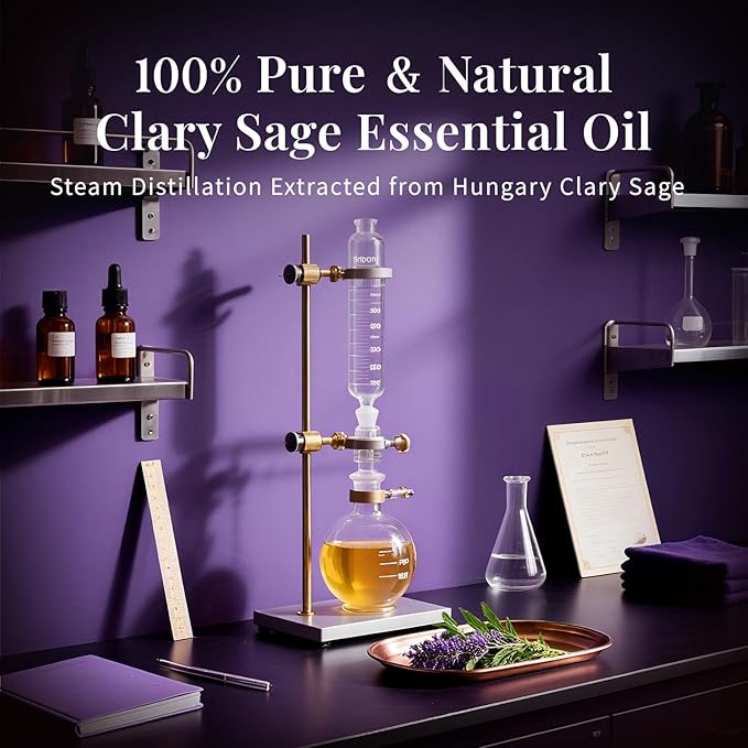 SU JUABA Clary Sage Oil Essential Oil 4 Fl Oz, 100% Pure Natural for Anxiety Relief, Skin, Hair,Diffuser, Aromatherapy -118ml
