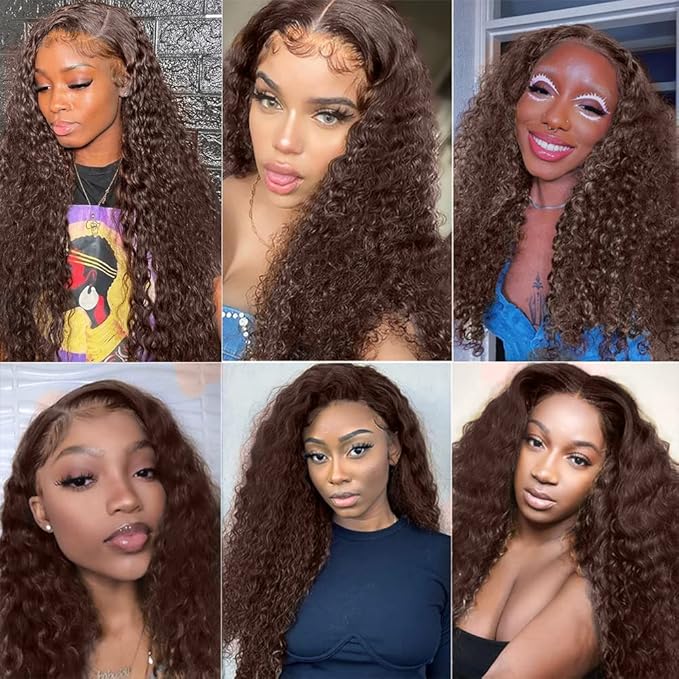 Brown Kinky Curly Human Hair Bundles Color 4 Bundle Niegmeag Virgin Remy Hair Chocolate Brown Curly Bundles 20 22 24 Inch Double Weft Hair Weave Dark Brown Color