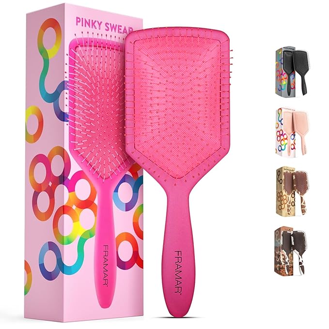 FRAMAR Paddle Hair Brush For Women – Wet Paddle Brush For Thick Hair, Wet Hair Brushes For Women, Pink Hair Brush Detangler – Reduces Breakage