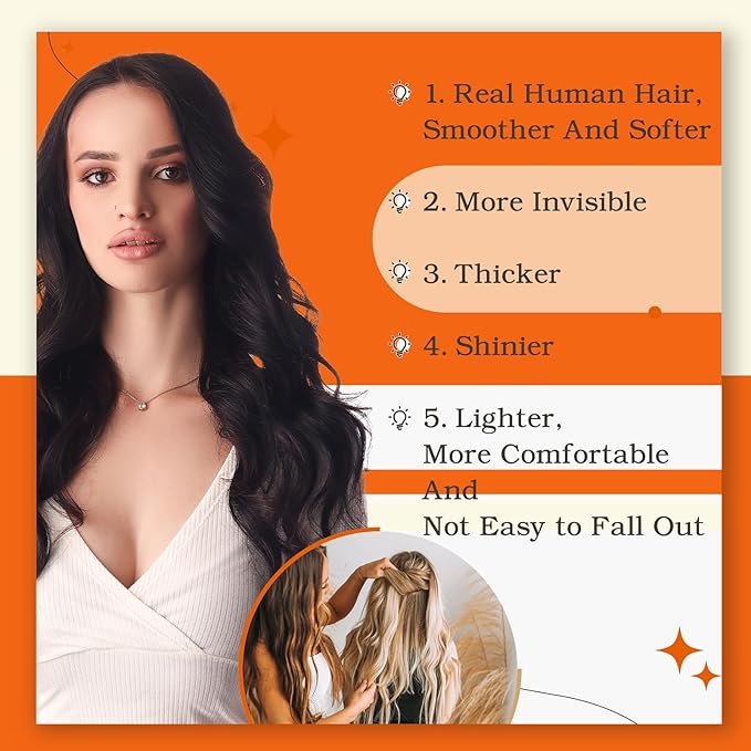 Full Shine Human Hair Tape in Extensions Invisible Skin Weft Color 1 Black Tape in Extensions Real Human Hair 24Inch Long Extension 100G 40Pcs Natural Straight Add Length for Wedding