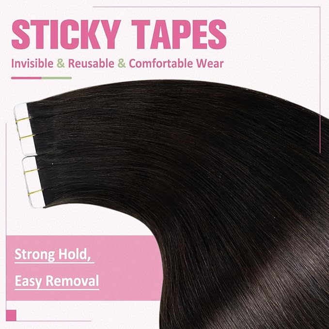 YoungSee Tape in Hair Extensions Human Hair Dark Brown Tape ins Human Hair Extensions Brown 12 Inch 30g 20pcs Seamless Tape-in Hair Extension Real Hair for Short Hair Everyday Wear