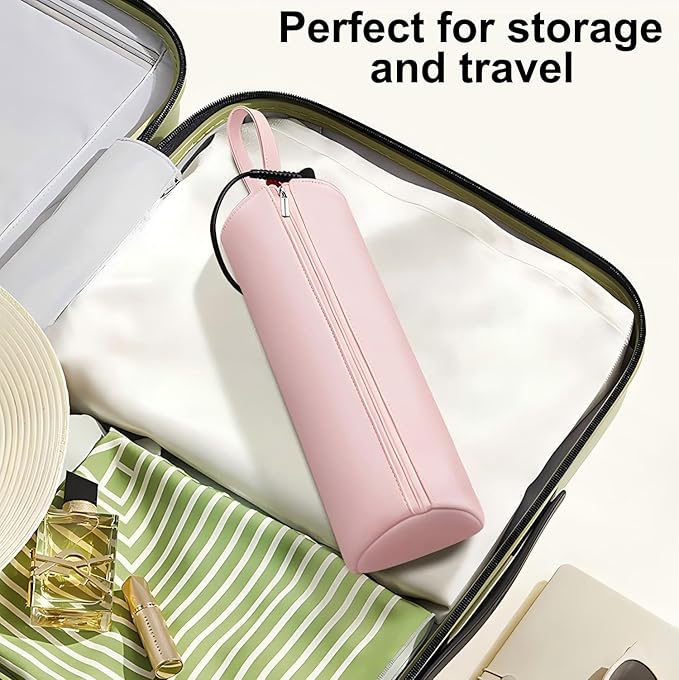 BUBM Hot Iron Holder & Mat, Heat Resistant Hair Tools Travel Bag Portable Organizer Cover Pouch for Curling Irons, Flat Irons, Hair Straightener and Styling (Pink)