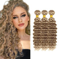Ash Blonde Deep Wave Bundles Human Hair Color #22 Bundle Niegmeag Brazilian Virgin Remy Hair 3 Bundles 12 14 16 Inch Double Weft #22 Blonde Bundle Hair Weave