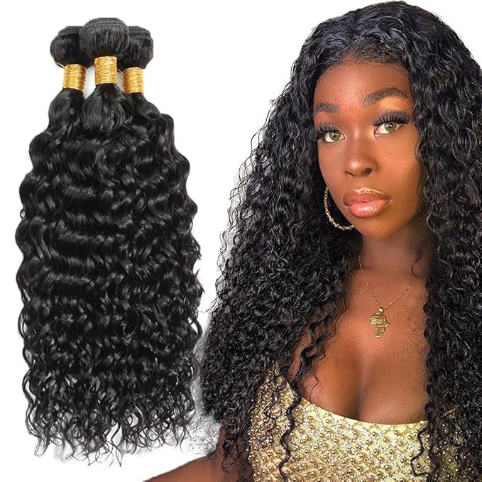 Curly Bundles Human Hair Natural Black Kinky Curly Bundle Niegmeag Brazilian Virgin Soft and Silky Remy Hair 3 Bundles 18 20 22 Inch Double Weft Color 1B Bundle Hair Weave