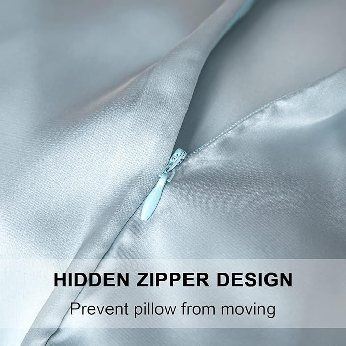 Mulberry Silk Pillowcase for Hair and Skin,Cooling Silk Pillow Case with Hidden Zipper,Allergen Proof Dual Sides Soft Breathable Smooth Silk Pillow Cover for Women (Aqua Blue, Body)