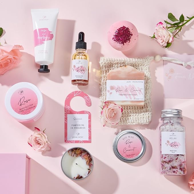 Spa Gifts for Women Bath Gift Baskets Relaxing Spa Self Care Gift for Mom Her Sister Wife Auntie Home Bath Care Package Thank You Gift Birthday Gift for Women Friendship Ideas