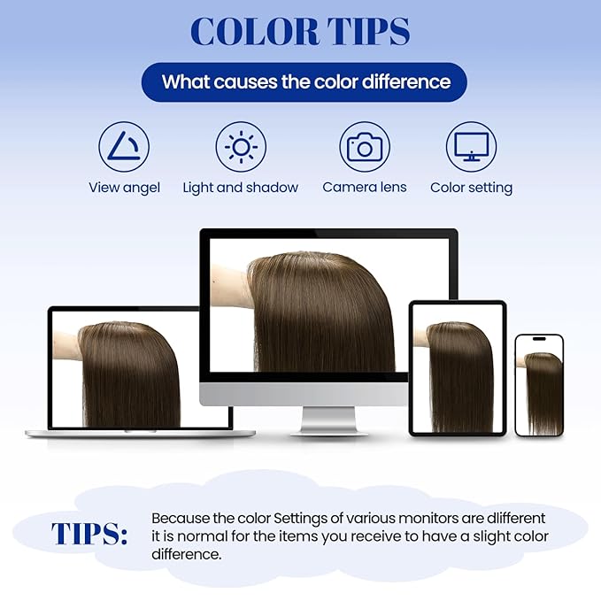 WORLDSTAR Hair Topper for Women Real Human Hair 360°3D Coverage Hairpieces Hand-stitched, No Bangs,65g,6 * 7 Inch Base,14 Inch #4 Medium Brown with Top Extension for Thinning Hair (tp#4-14)
