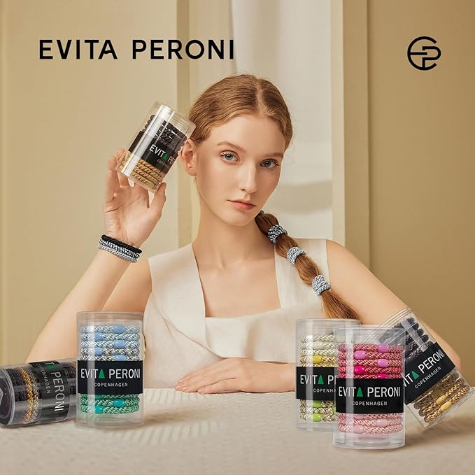 EVITA PERONI 12 Pcs Hair Ties, High Elastic Ponytail Holders, Hair Ties No Damage for Thick Curly Hair Women Men (Latte Foam)