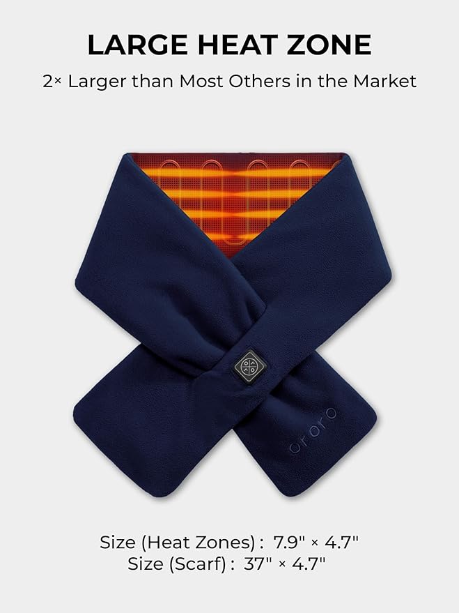 ORORO Heated Scarf, Up to 12 Hours of Warmth, Heated Neck Warmer with Rechargeable Battery