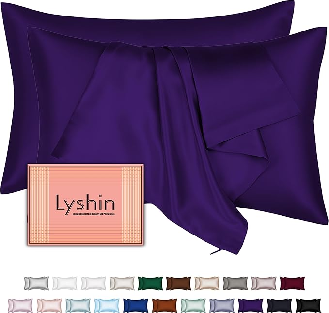 Mulberry Silk Pillow Cases 2 Pack King Size 20x36 Inches with Hidden Zipper, Ultra Smooth and Soft Breathable Cooling Silk Satin Pillowcase Set of 2, Better for Hair and Skin, Gifts for Women Men
