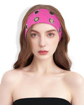 Grommet Headband for Women, Hot Pink 23cm Hollow Out Elastic Hair Band, Eyelets Punk Grunge Stylish Hairband
