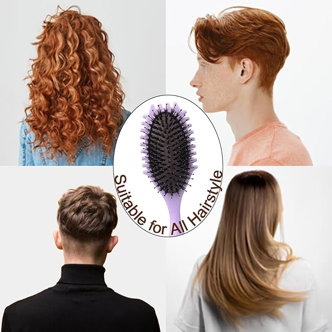Curly Defining Brush, Curly Hair Styling Brushes Detangler Soft Bristle Hair Brush 1-Pack (Purple)