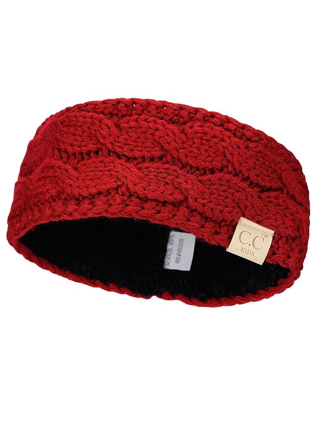 C.C Children's Kids' Winter Warm Cable Knit Fuzzy Lined Ear Warmer Headband