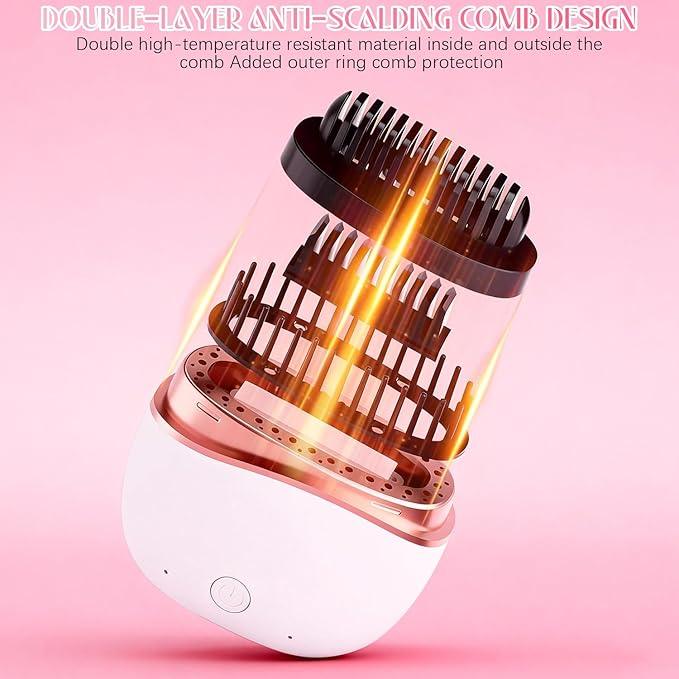 Mini Straightener, New Rechargeable Wireless Portable Hair Straightener Comb, 3-Speed Temperature Control, Rapid Heating & Anti Scald Shell,Idea for Home Travel (Pink)