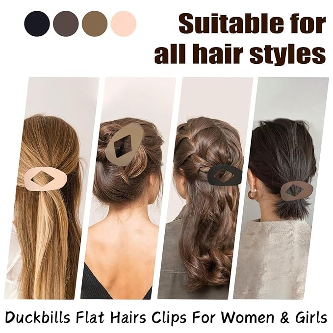 4PCS Duckbill Hair Clips,Simple Elegant Duckbill Hair Clip for Women, Strong No-Slip Grip Flat Hair Clips for Thick Hair,Duckbills Flat Hairs Clips For Women & Girls