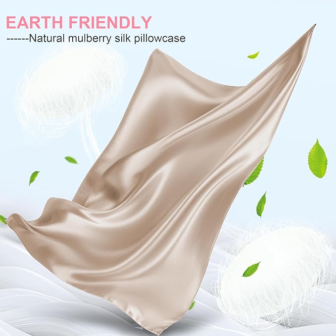 Mulberry Silk Pillow Cases King Size with Hidden Zipper, Ultra Smooth and Soft Breathable Cooling Silk Satin Pillowcase for Hair and Skin, Gifts for Women Men (Champagne, 20x36 Inches, 1 Pack)