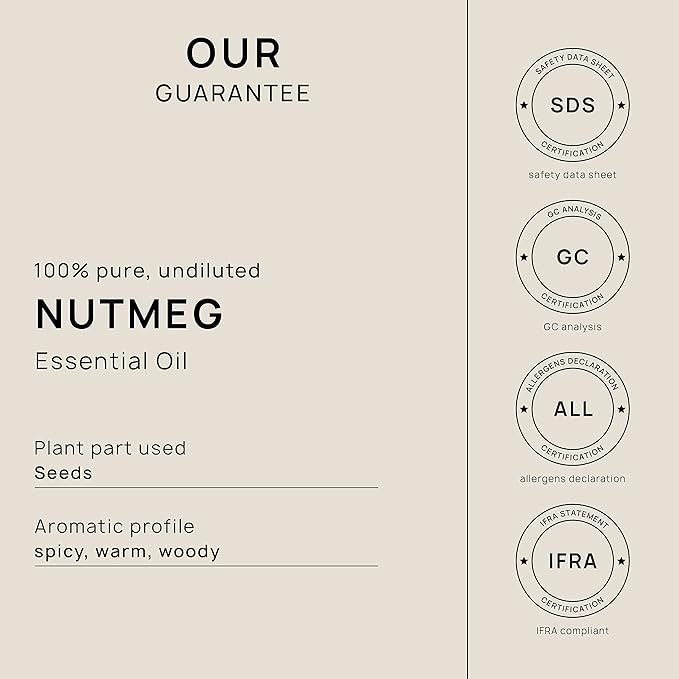 VINEVIDA Nutmeg Essential Oil 10 mL - Undiluted Candle Scent DIY Scents for Candlemaking Soap Making Safe Skin,4OZV-OBP-NUT-MEG-10ML