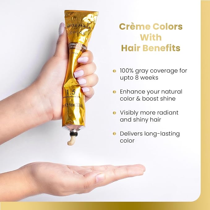 MOEHAIR Hair Coloring Kit | 6N Permanent Hair Color (Dark Blonde), 20 Volume Developer 6%, Coloring Brush, Gloves & Mixing Bowl | Keratin Infused Color | 100% Gray Coverage | Adds Shines & Softness
