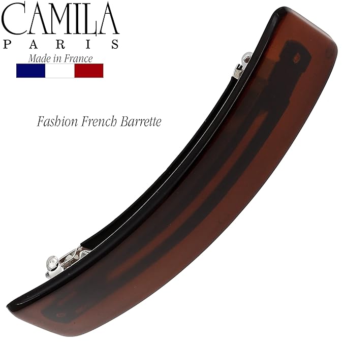 Camila Paris CP1475 French Hair Barrette Clip for Girls, Rubberized Automatic Clasp Strong Hold Grip Hair Clips for Women, No Slip and Durable Styling Girls Hair Accessories, Made in France