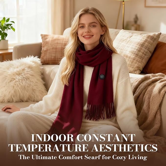 EN'DA professional Heated Scarf for Women and Men with Rechargeable Battery, Winter Electric Scarf for Cold Weather