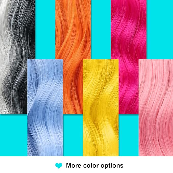 LANICE Light blue Short Bob Wigs with Bangs for Women Loose Wavy Hair Shoulder Length Wigs Synthetic Colorful Wigs for Cosplay Daily PartyUse(Light blue，12inch)