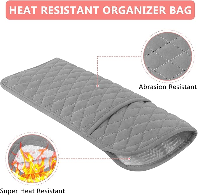 Heat Resistant Hair Tools Organizer Bag Portable Travel Storage Cover Pouch for Hair Straighteners, Curling Irons, Flat Irons and Hot Styling Tools(13.8" x 5.5")