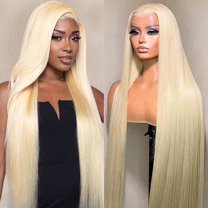 613 13x6 Lace Front Wig Human Hair 200 Density Straight Blonde Lace Front Wigs Human Hair 28 Inch Full & Thick 613 HD Lace Frontal Wig Human Hair Pre Plucked with Baby Hair for Women