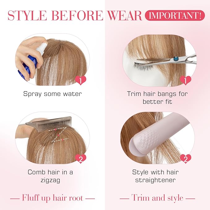 Hairro Clip In Bangs Wispy Hair Toppers For Women Remy Human Hair Short Thin Topper Hairpieces 3D Cover Clip On Fake Air Bang 11 Inches 14.5g #06 Light Brown