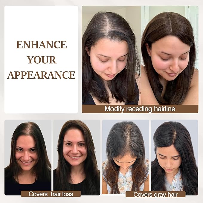 Rich Choices Hair Toppers for Women Real Human Hair 100% Human Remy Toppers NO Bangs for Women with Thinning on Top Clip in Hairpiece 4"x4.7"Lace Base 8 Inch #4 Medium Brown