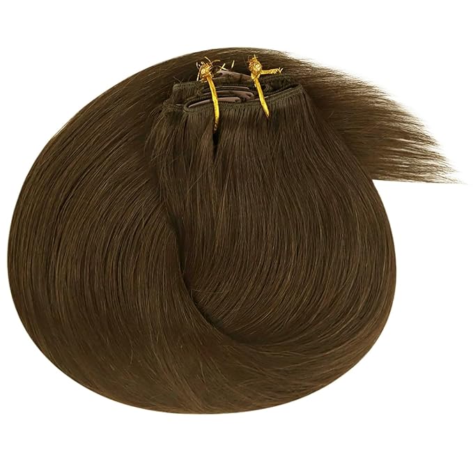 Ve Sunny Real Hair Extensions Clip in Human Hair Cool Ash Brown 22 inch Hair Extensions Clip ins Remy Straight Human Hair for Women 7pcs 120g
